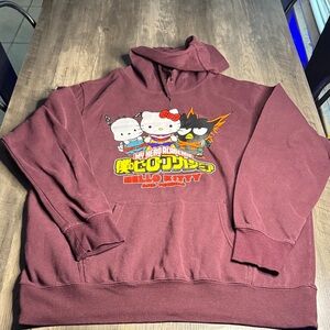 Sanrio Maroon Hoodie with My Hero Academia Design